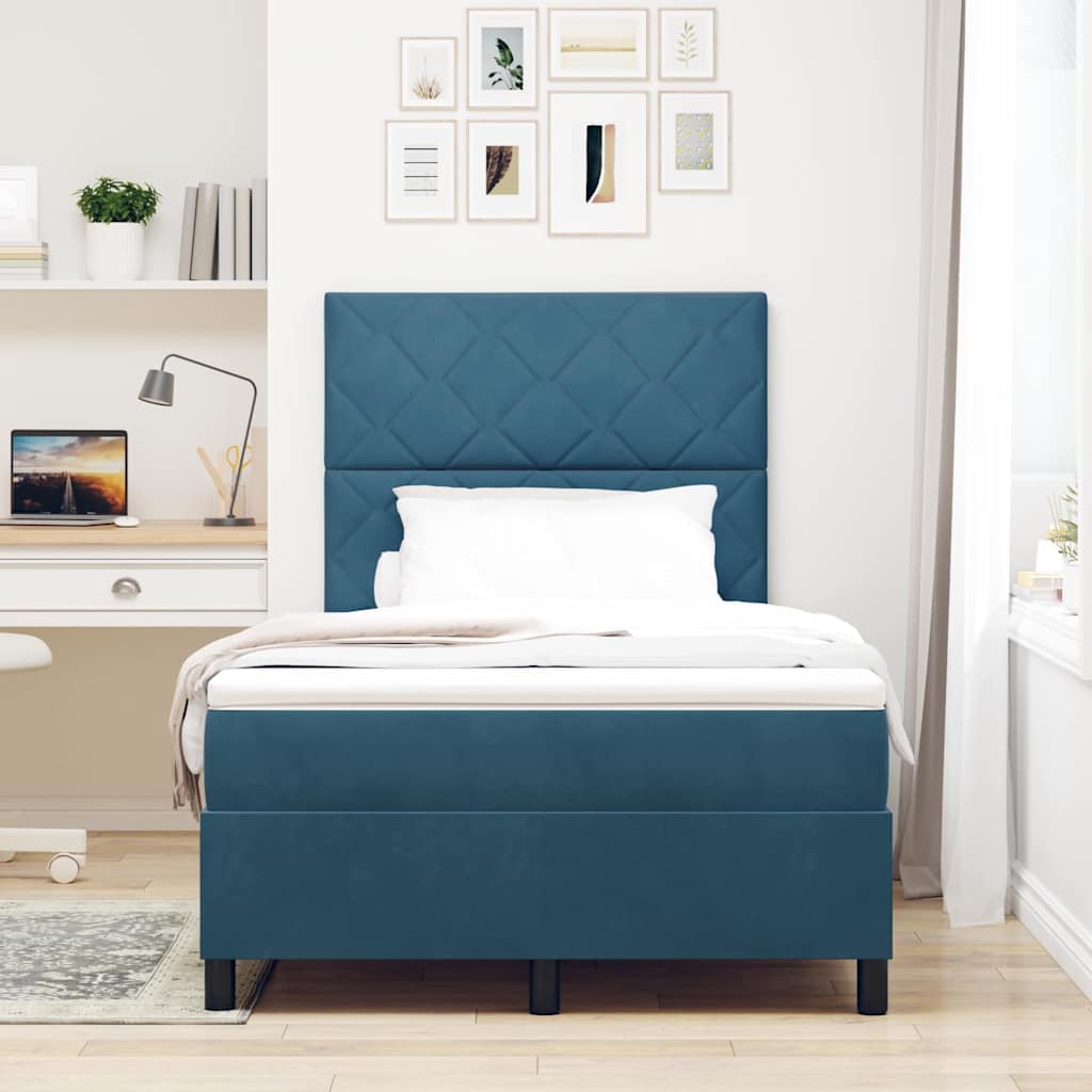 LED Box Spring Bed Donkerblauw 120 x 200 cm Fluweel is nu te koop bij PeponiXL, paradijselijk wonen!