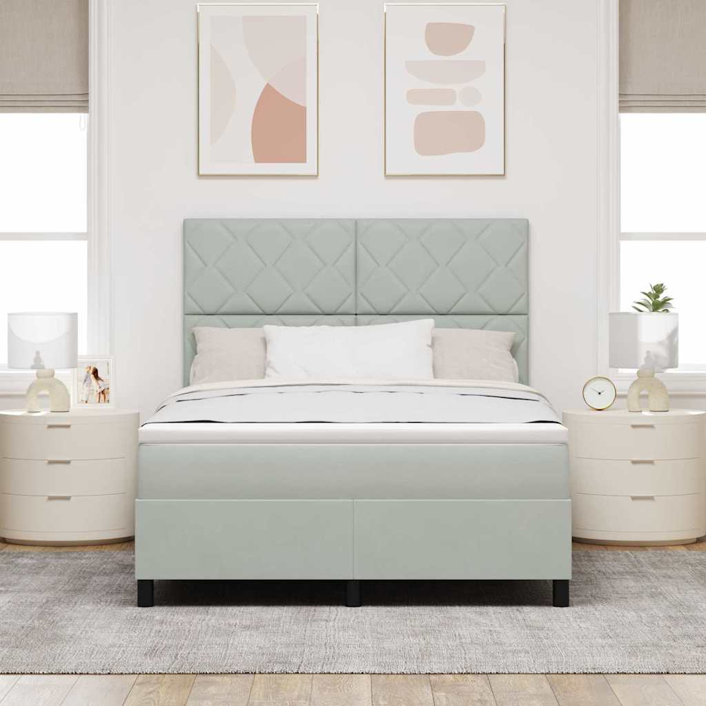 LED Box Spring Bed met matras Lichtgrijs 140 x 190 cm Fluweel is nu te koop bij PeponiXL, paradijselijk wonen!