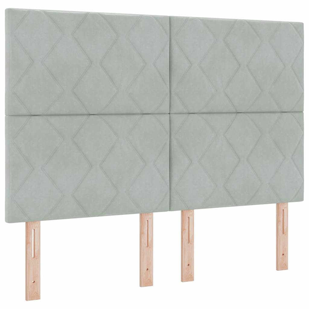 LED Box Spring Bed met matras Lichtgrijs 140 x 190 cm Fluweel is nu te koop bij PeponiXL, paradijselijk wonen!