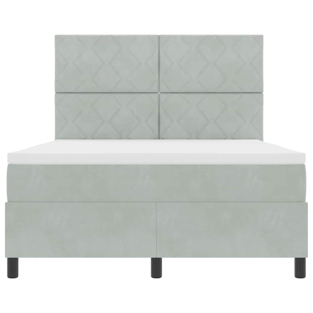 LED Box Spring Bed met matras Lichtgrijs 140 x 190 cm Fluweel is nu te koop bij PeponiXL, paradijselijk wonen!