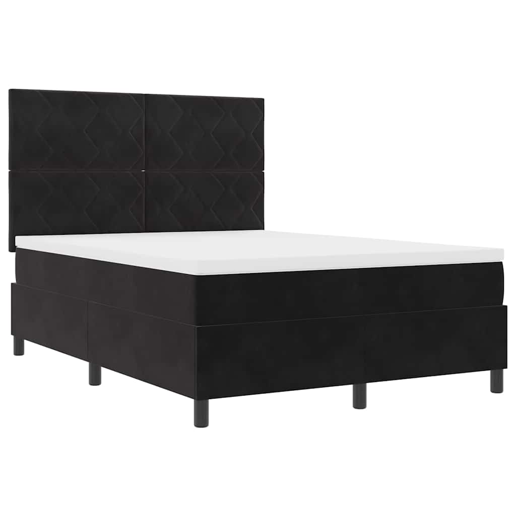 LED Box Spring Bed met matras Zwart 140 x 190 cm Fluweel is nu te koop bij PeponiXL, paradijselijk wonen!