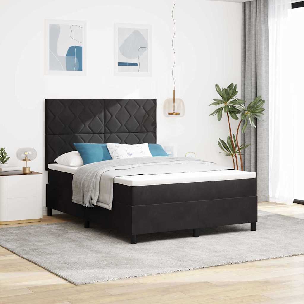 LED Box Spring Bed met matras Zwart 140 x 200 cm Fluweel is nu te koop bij PeponiXL, paradijselijk wonen!