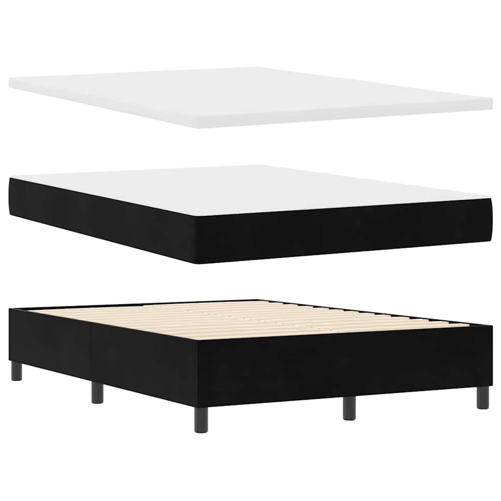 LED Box Spring Bed met matras Zwart 140 x 200 cm Fluweel is nu te koop bij PeponiXL, paradijselijk wonen!