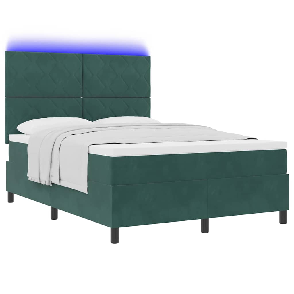 LED Box Spring Bed met matras Donkergroen 140 x 200 cm Fluweel is nu te koop bij PeponiXL, paradijselijk wonen!