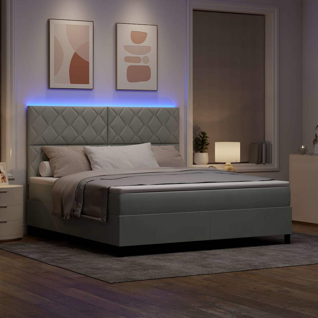 LED Box Spring Bed met matras Lichtgrijs 180 x 200 cm Fluweel is nu te koop bij PeponiXL, paradijselijk wonen!