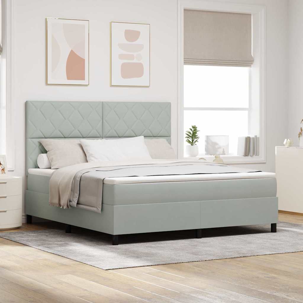 LED Box Spring Bed met matras Lichtgrijs 180 x 200 cm Fluweel is nu te koop bij PeponiXL, paradijselijk wonen!