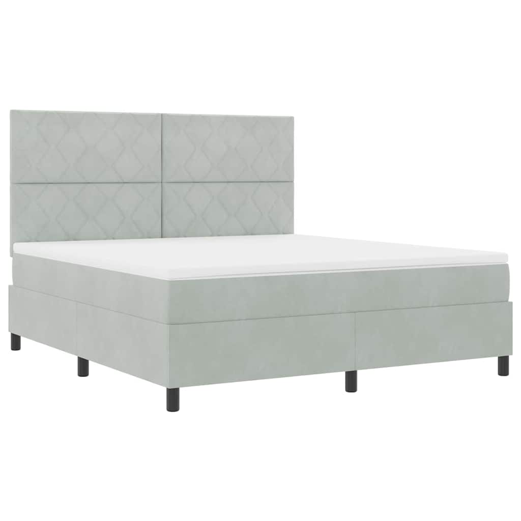 LED Box Spring Bed met matras Lichtgrijs 180 x 200 cm Fluweel is nu te koop bij PeponiXL, paradijselijk wonen!