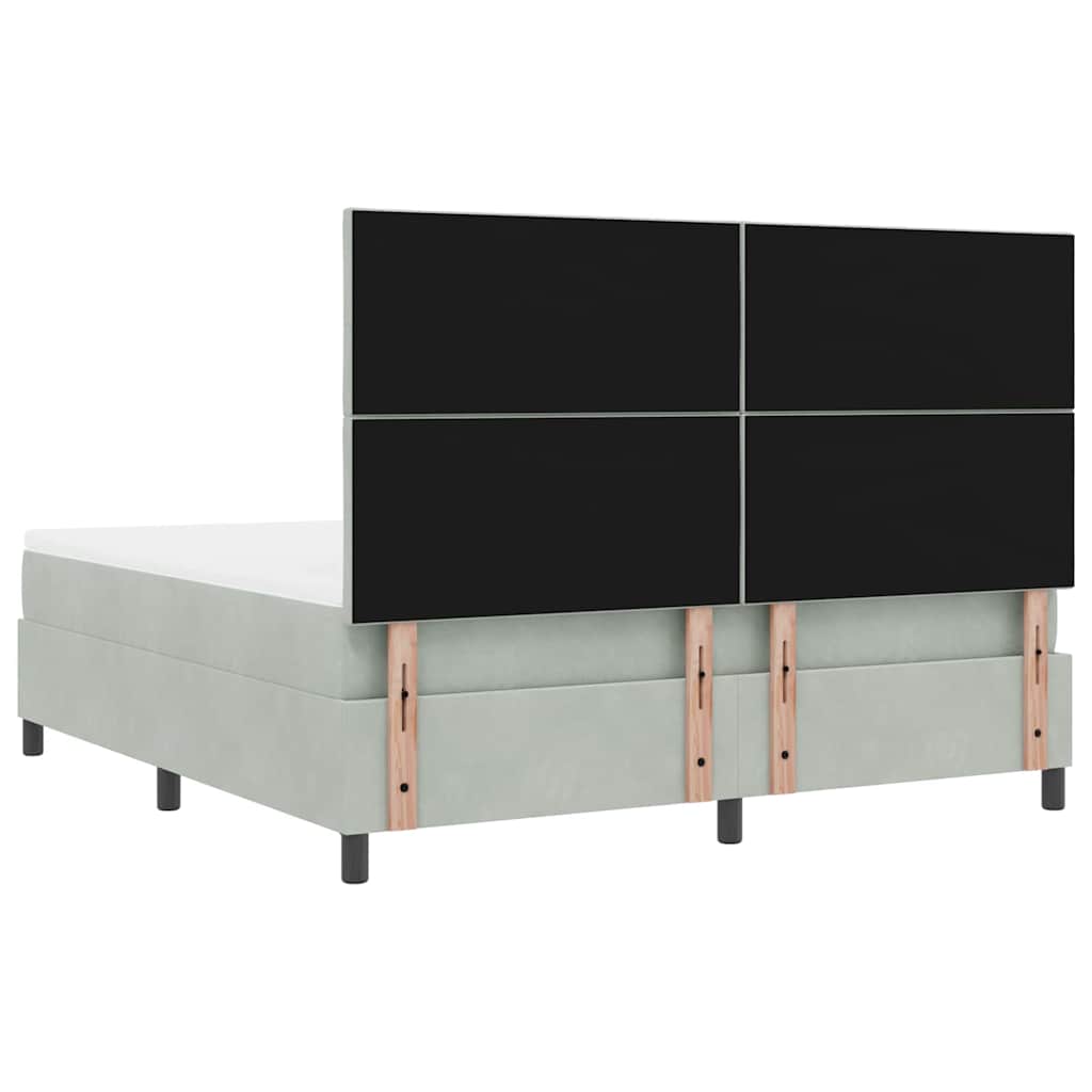 LED Box Spring Bed met matras Lichtgrijs 180 x 200 cm Fluweel is nu te koop bij PeponiXL, paradijselijk wonen!
