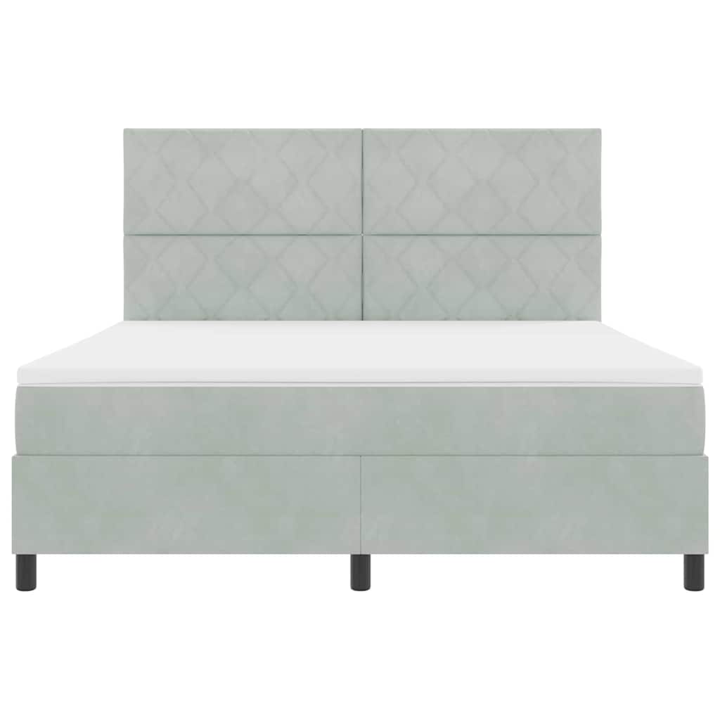 LED Box Spring Bed met matras Lichtgrijs 180 x 200 cm Fluweel is nu te koop bij PeponiXL, paradijselijk wonen!