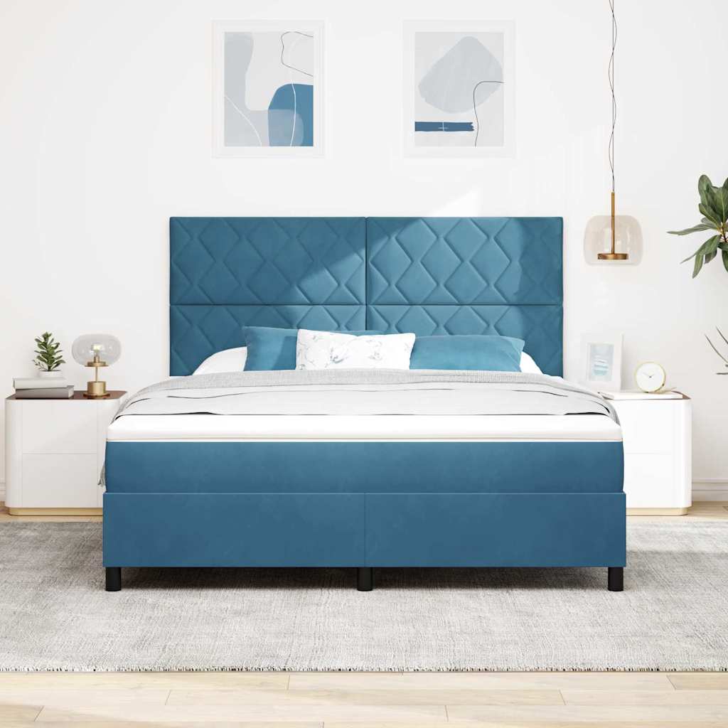 LED Box Spring Bed met matras Donkerblauw 180 x 200 cm Fluweel is nu te koop bij PeponiXL, paradijselijk wonen!
