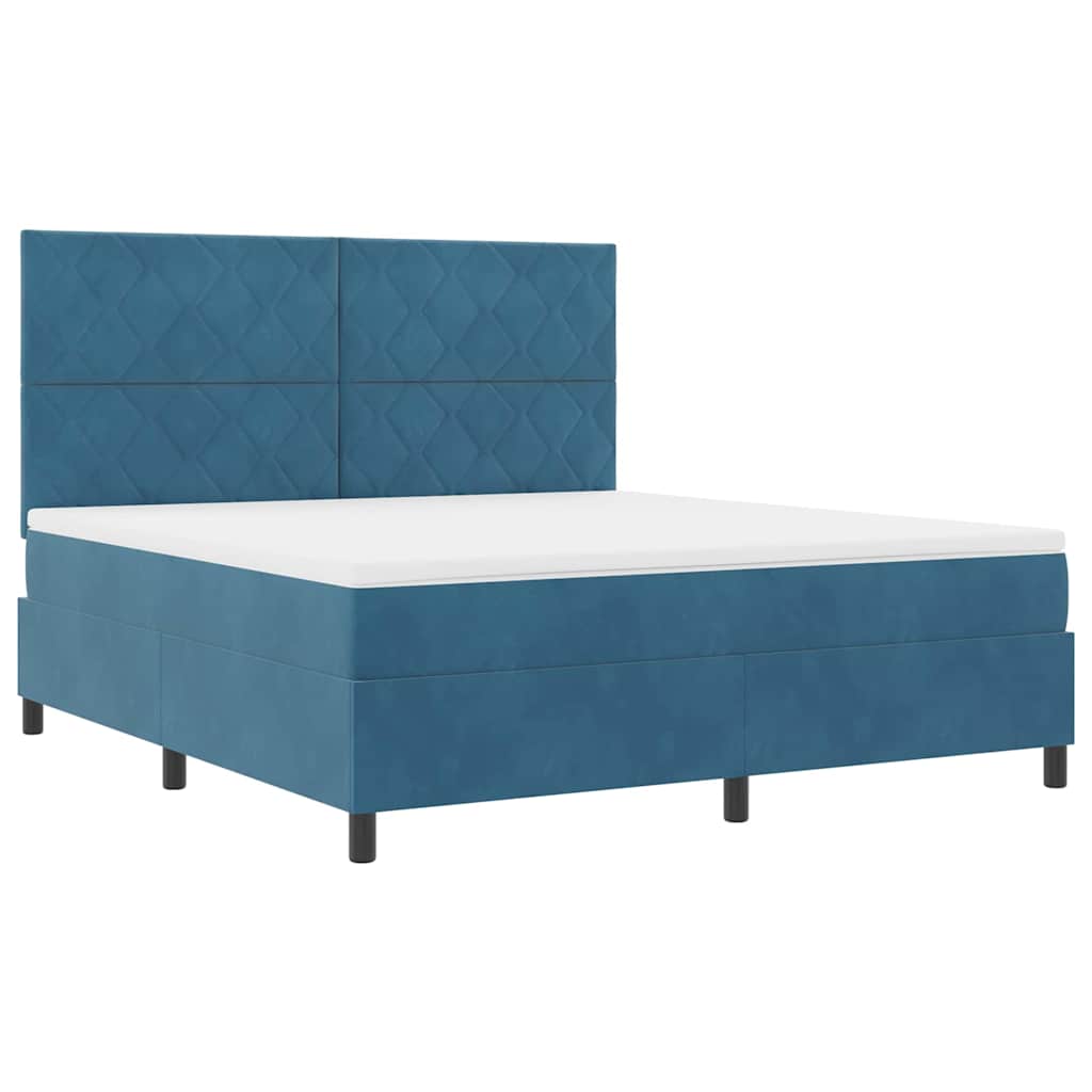 LED Box Spring Bed met matras Donkerblauw 180 x 200 cm Fluweel is nu te koop bij PeponiXL, paradijselijk wonen!