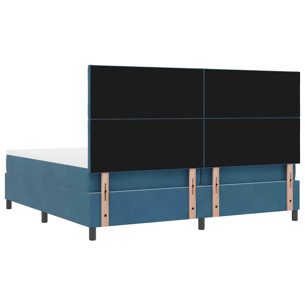 LED Box Spring Bed met matras Donkerblauw 200 x 200 cm Fluweel is nu te koop bij PeponiXL, paradijselijk wonen!