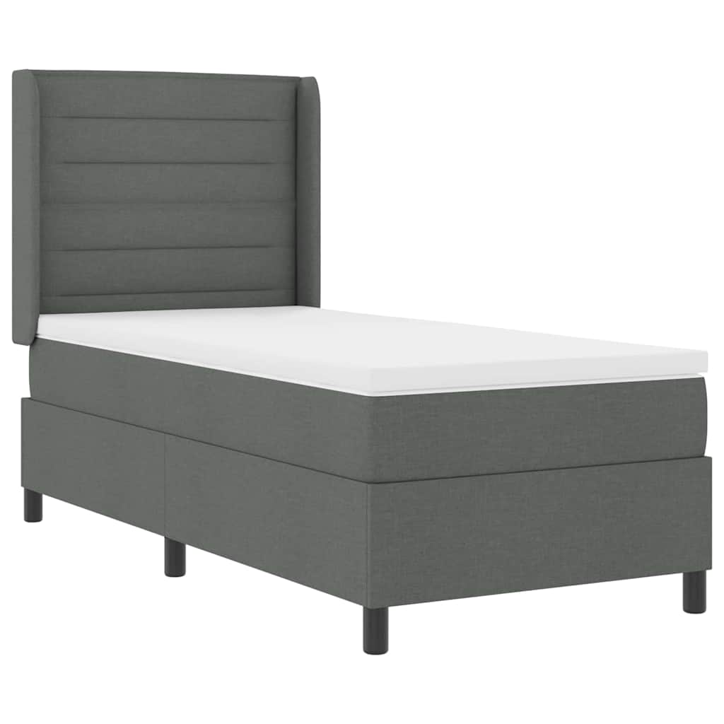LED Box Spring Bed met matras Donkergrijs 90 x 200 cm Stof is nu te koop bij PeponiXL, paradijselijk wonen!