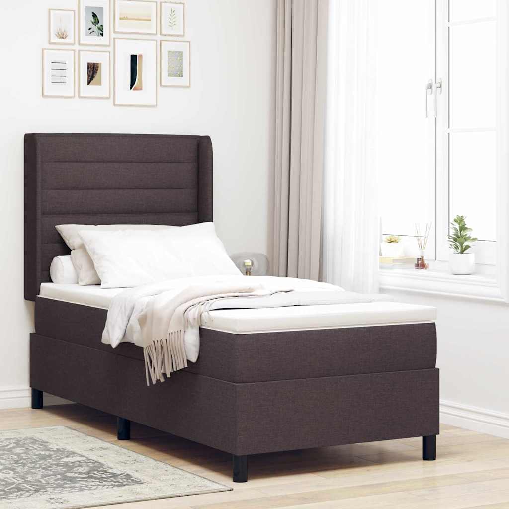 LED Box Spring Bed met matras Donkerbruin 90 x 200 cm Stof is nu te koop bij PeponiXL, paradijselijk wonen!