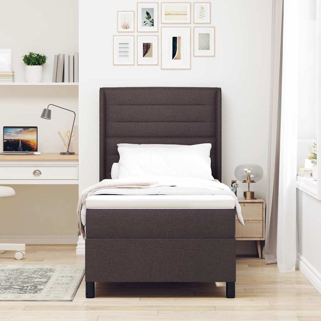 LED Box Spring Bed met matras Donkerbruin 90 x 200 cm Stof is nu te koop bij PeponiXL, paradijselijk wonen!