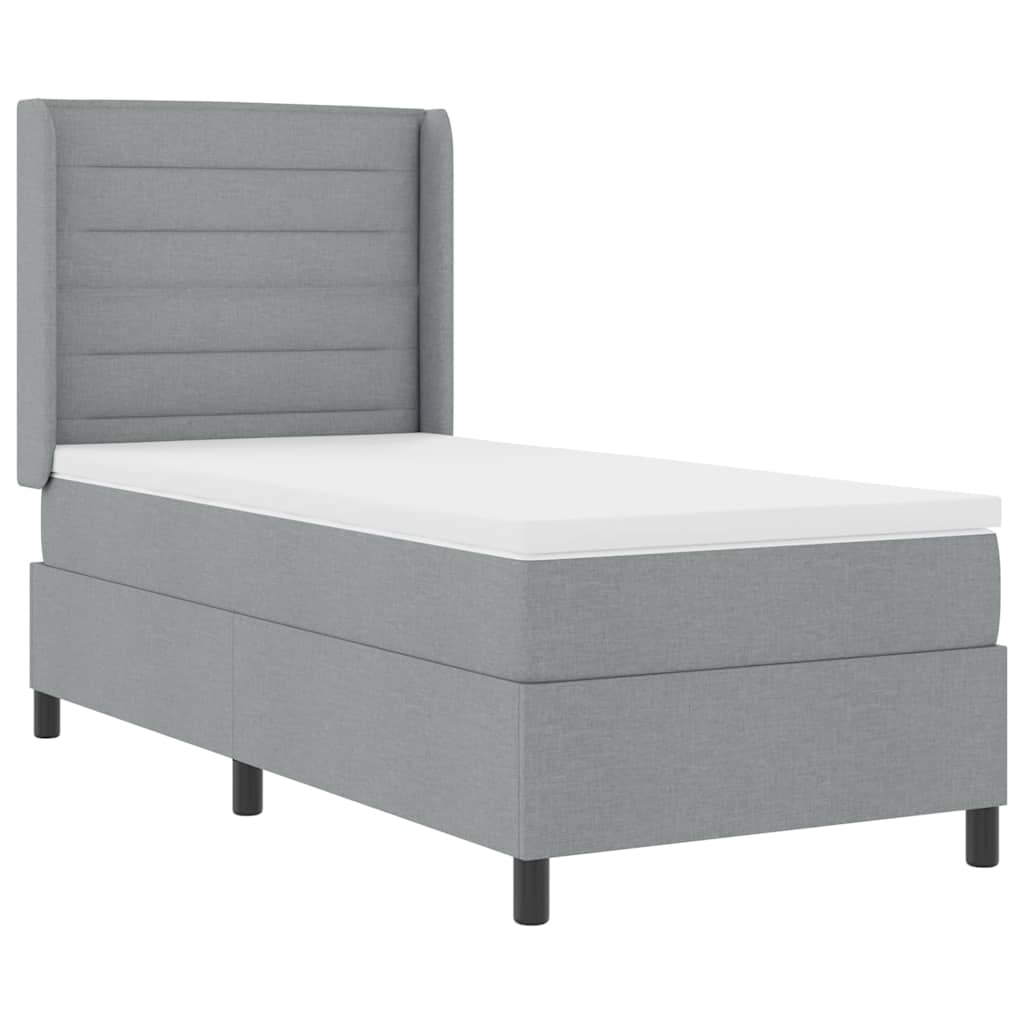 LED Box Spring Bed met matras Lichtgrijs 100 x 200 cm Stof is nu te koop bij PeponiXL, paradijselijk wonen!