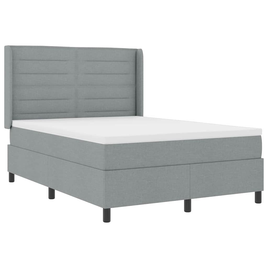 LED Box Spring Bed met matras Lichtgrijs 140 x 190 cm Stof is nu te koop bij PeponiXL, paradijselijk wonen!