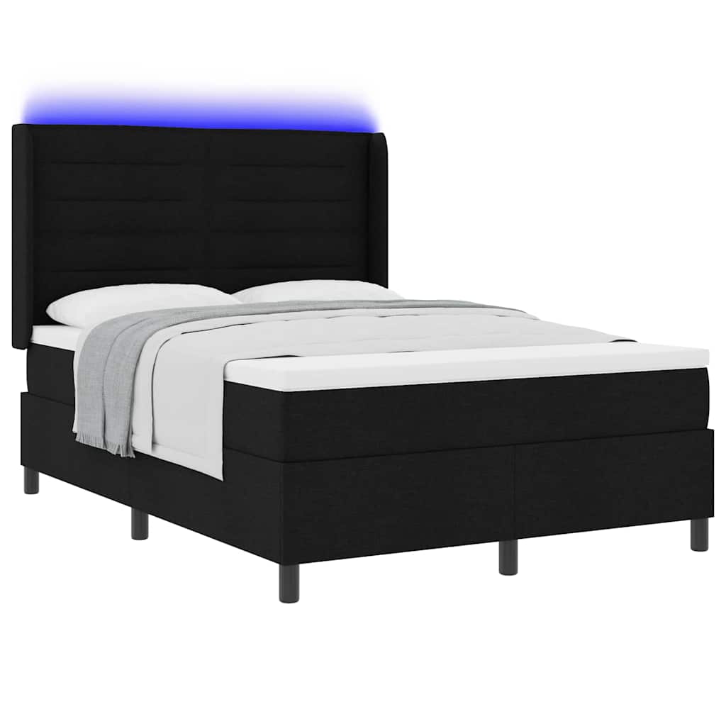 LED Box Spring Bed met matras Zwart 140 x 190 cm Stof is nu te koop bij PeponiXL, paradijselijk wonen!