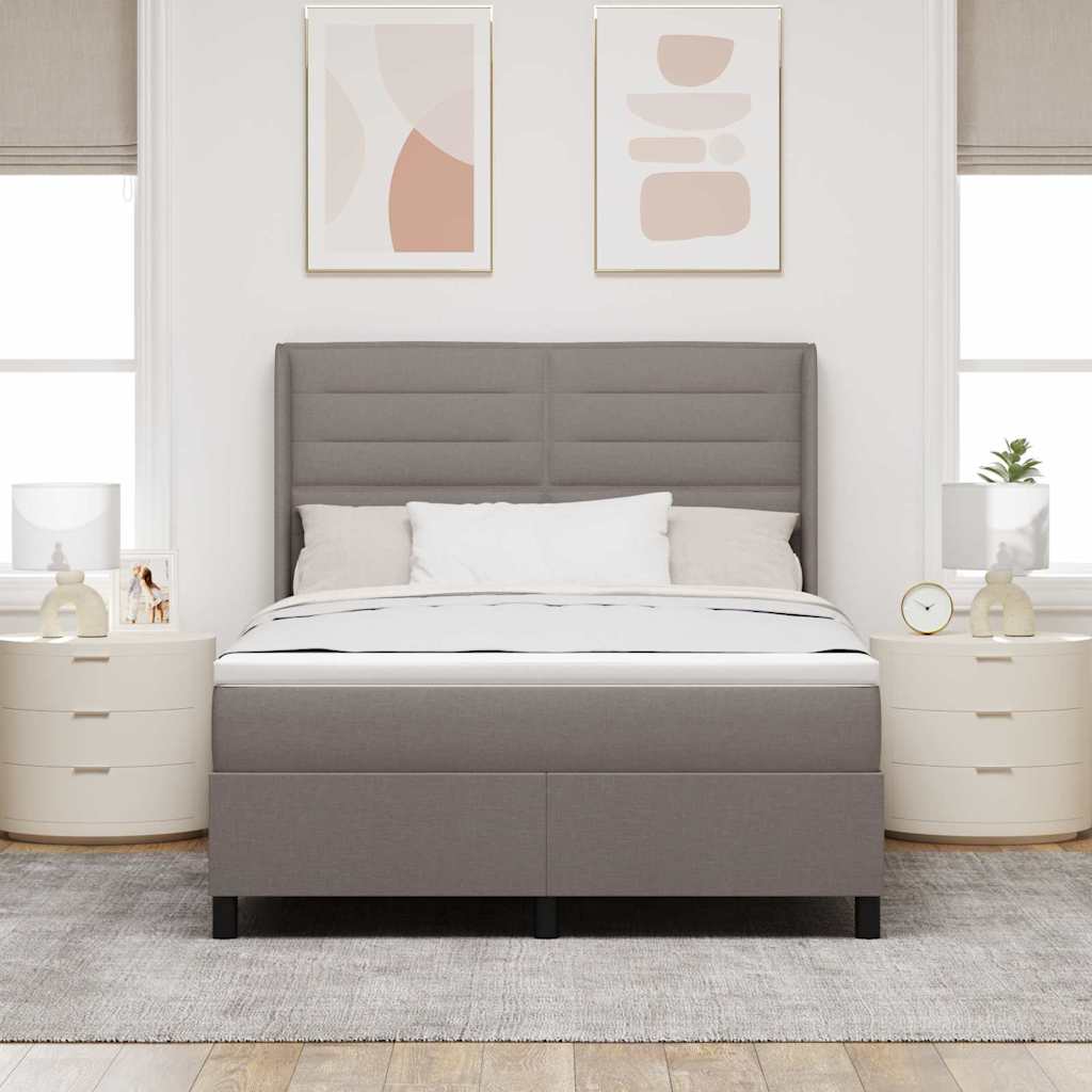 LED Box Spring Bed met matras Taupe 140 x 190 cm Stof is nu te koop bij PeponiXL, paradijselijk wonen!