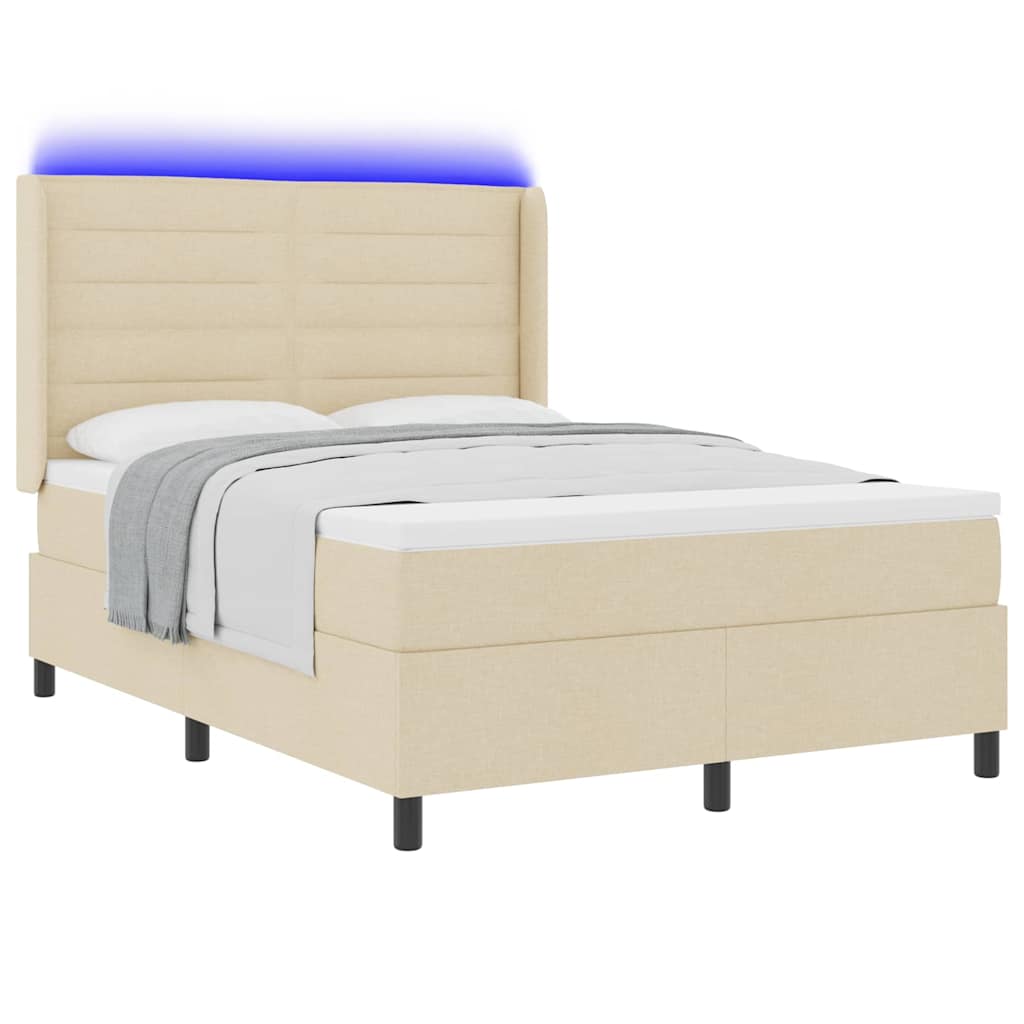LED Box Spring Bed met matras Crème 140 x 190 cm Stof is nu te koop bij PeponiXL, paradijselijk wonen!