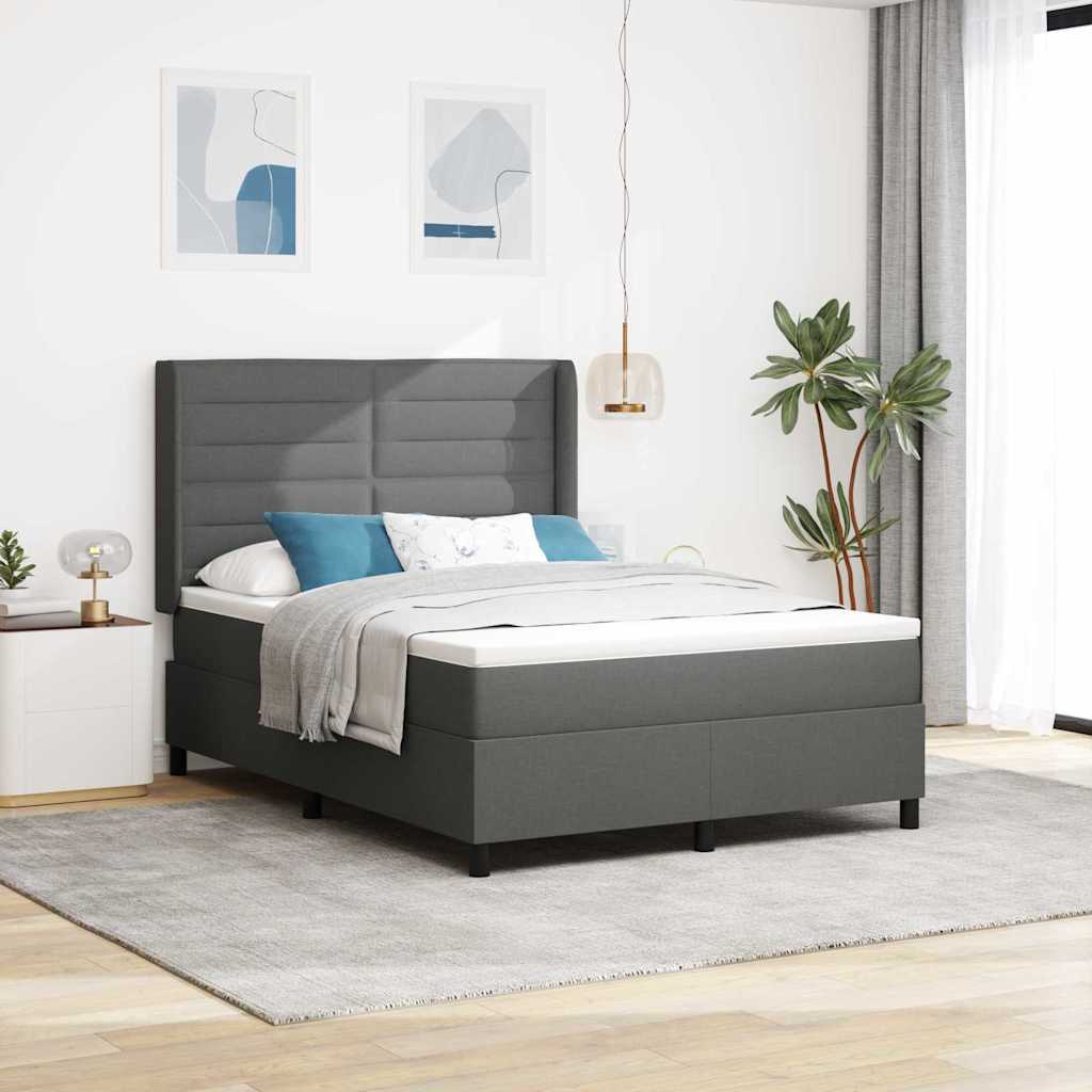 LED Box Spring Bed met matras Donkergrijs 140 x 200 cm Stof is nu te koop bij PeponiXL, paradijselijk wonen!
