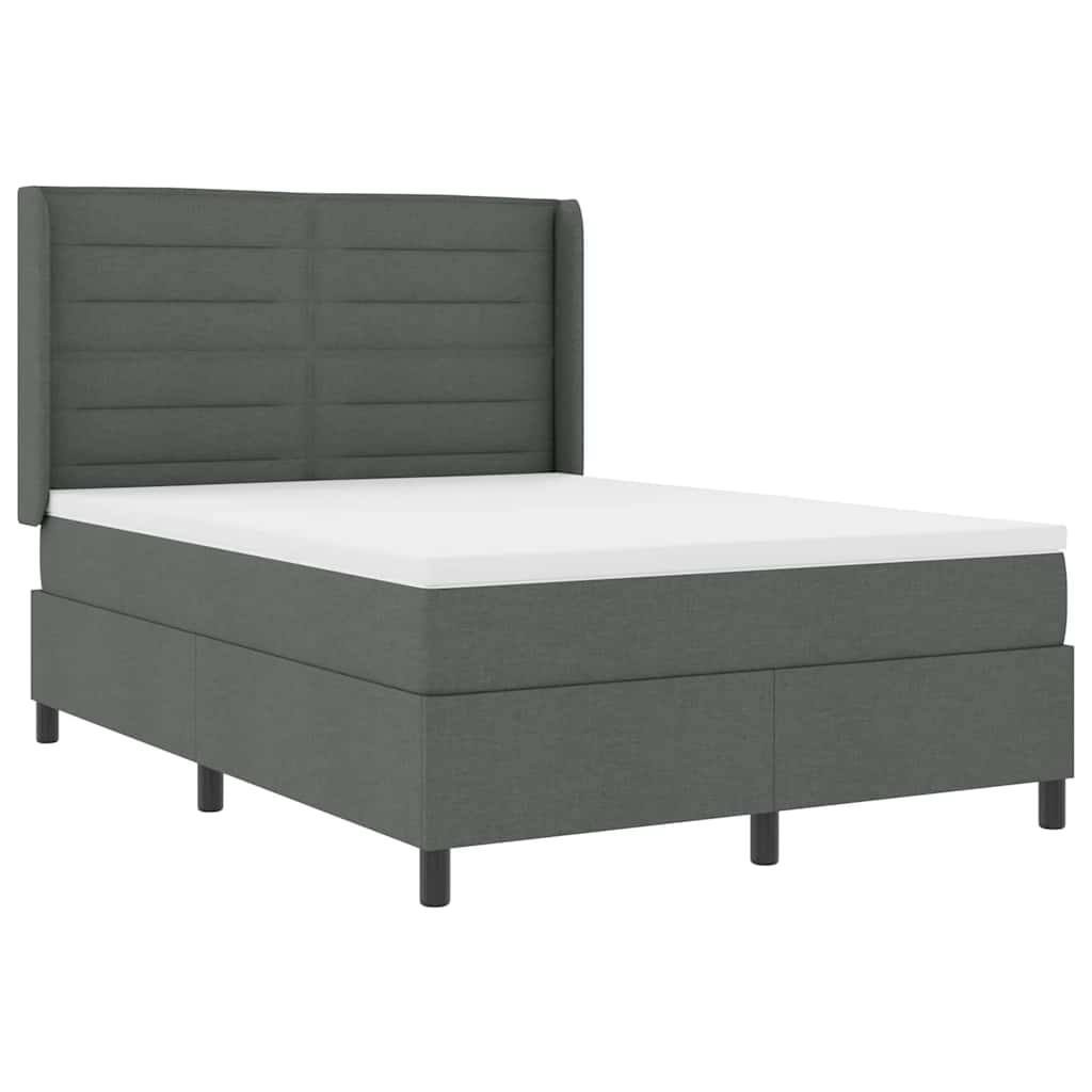 LED Box Spring Bed met matras Donkergrijs 140 x 200 cm Stof is nu te koop bij PeponiXL, paradijselijk wonen!