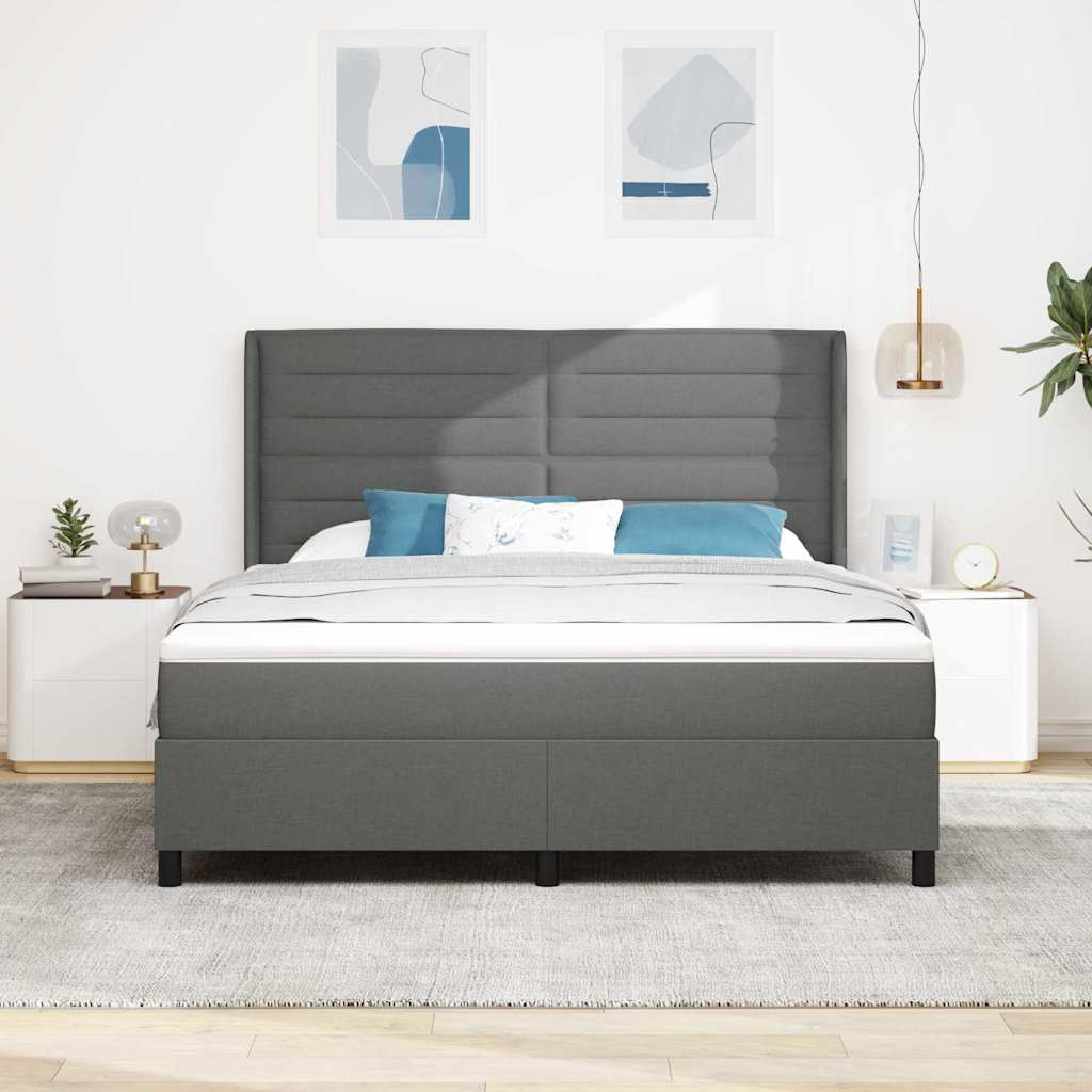 LED Box Spring Bed met matras Donkergrijs 180 x 200 cm Stof is nu te koop bij PeponiXL, paradijselijk wonen!