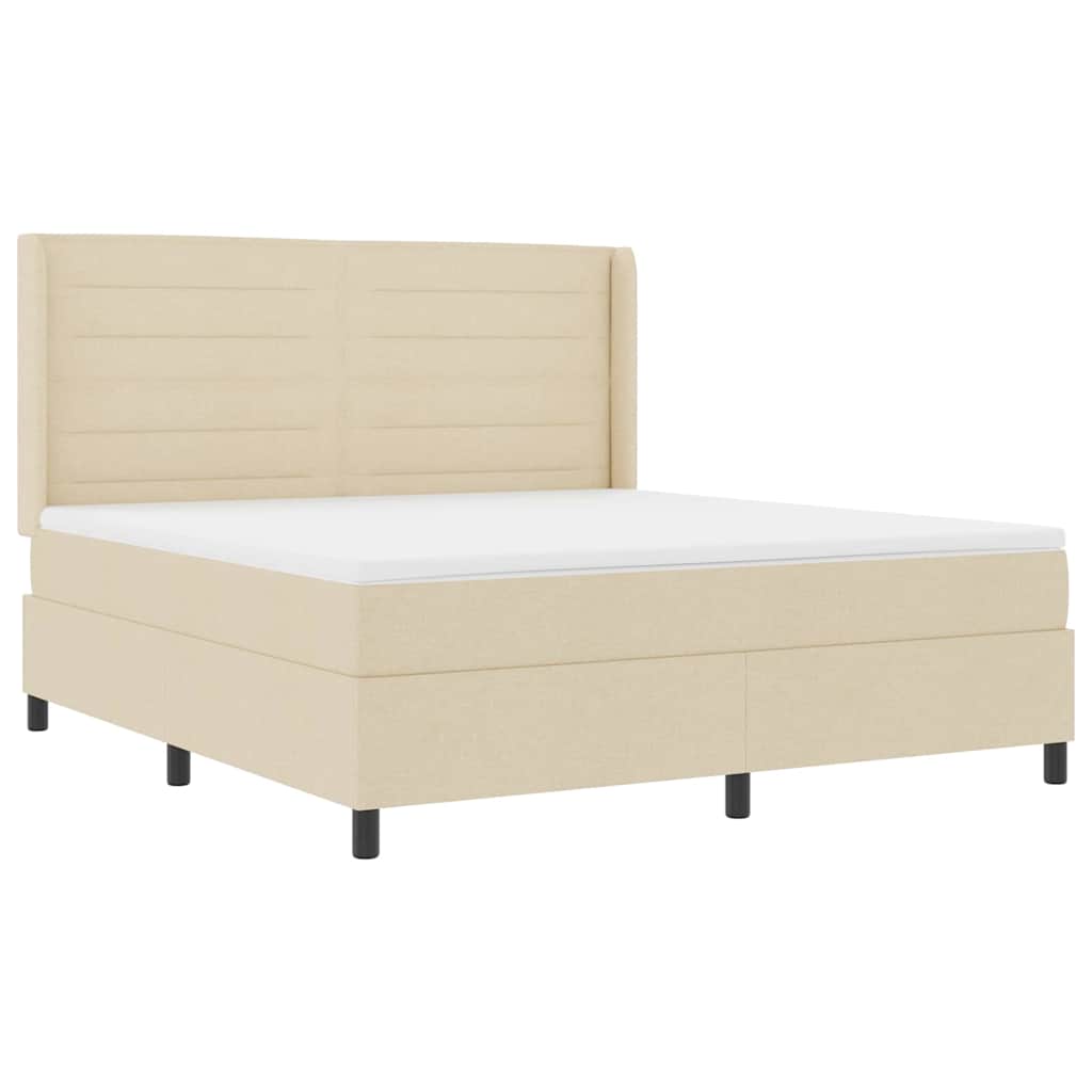 LED Box Spring Bed met matras Crème 180 x 200 cm Stof is nu te koop bij PeponiXL, paradijselijk wonen!
