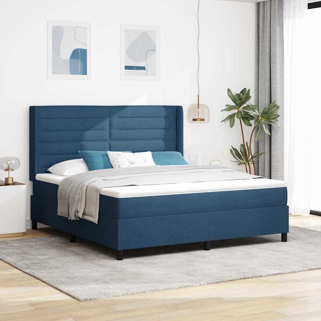 LED Box Spring Bed met matras Blauw 180 x 200 cm Stof is nu te koop bij PeponiXL, paradijselijk wonen!