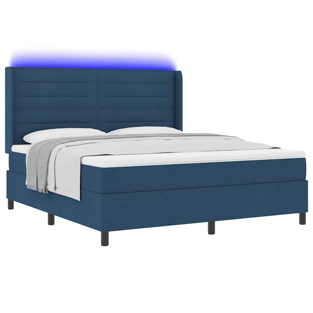 LED Box Spring Bed met matras Blauw 180 x 200 cm Stof is nu te koop bij PeponiXL, paradijselijk wonen!