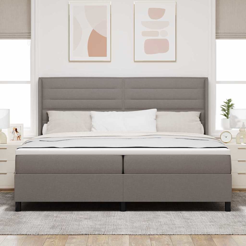 LED Box Spring Bed met matras Taupe 200 x 200 cm Stof is nu te koop bij PeponiXL, paradijselijk wonen!