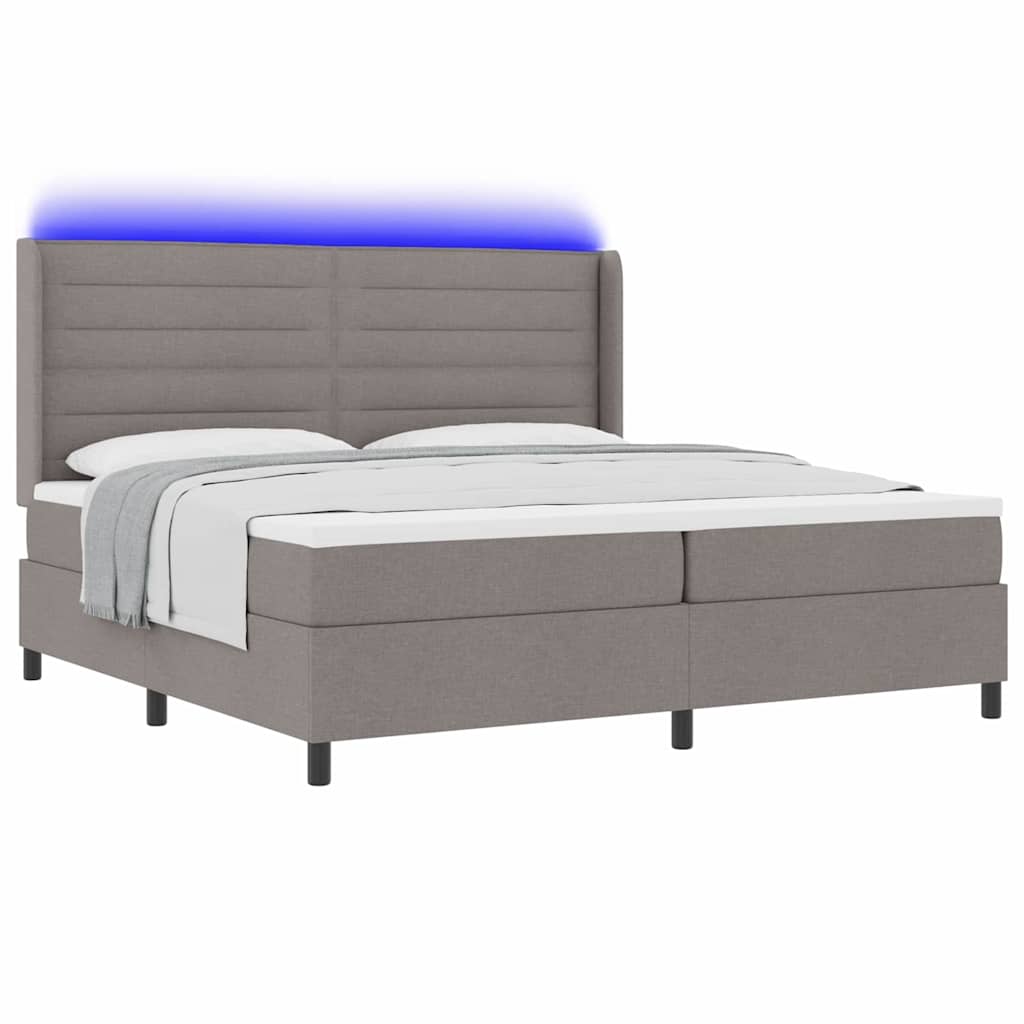 LED Box Spring Bed met matras Taupe 200 x 200 cm Stof is nu te koop bij PeponiXL, paradijselijk wonen!
