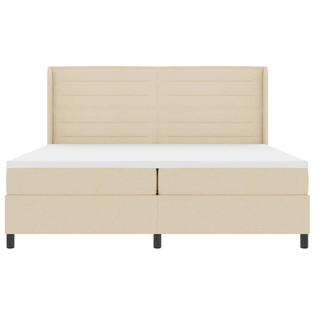 LED Box Spring Bed met matras Crème 200 x 200 cm Stof is nu te koop bij PeponiXL, paradijselijk wonen!