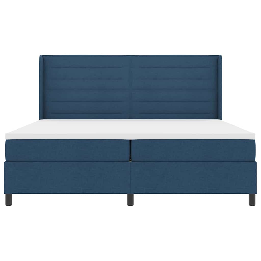 LED Box Spring Bed met matras Blauw 200 x 200 cm Stof is nu te koop bij PeponiXL, paradijselijk wonen!