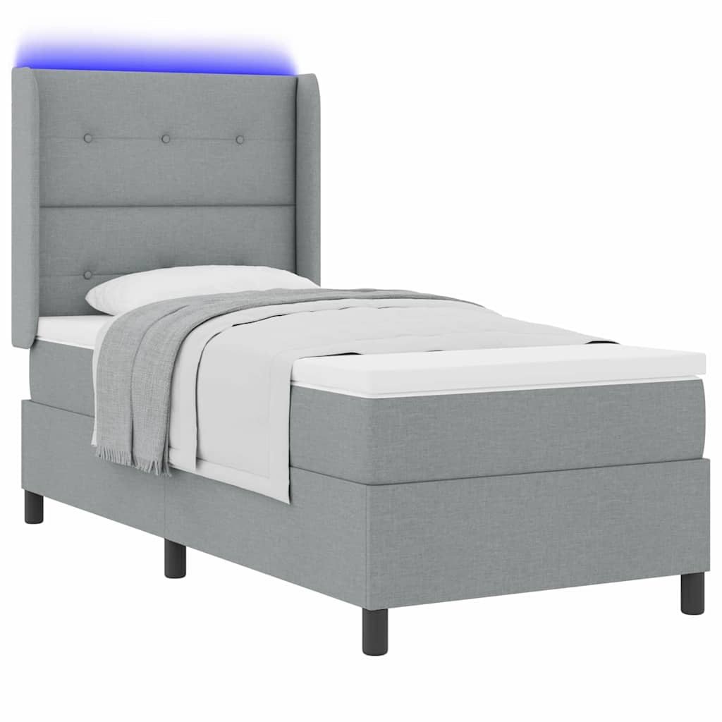 LED Box Spring Bed met matras Lichtgrijs 80 x 200 cm Stof is nu te koop bij PeponiXL, paradijselijk wonen!