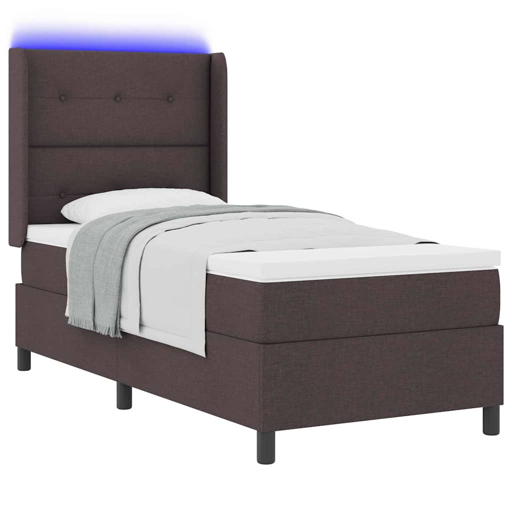 LED Box Spring Bed met matras Donkerbruin 80 x 200 cm Stof is nu te koop bij PeponiXL, paradijselijk wonen!