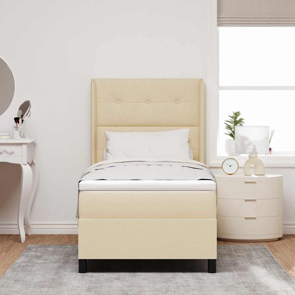 LED Box Spring Bed met matras Crème 80 x 200 cm Stof is nu te koop bij PeponiXL, paradijselijk wonen!