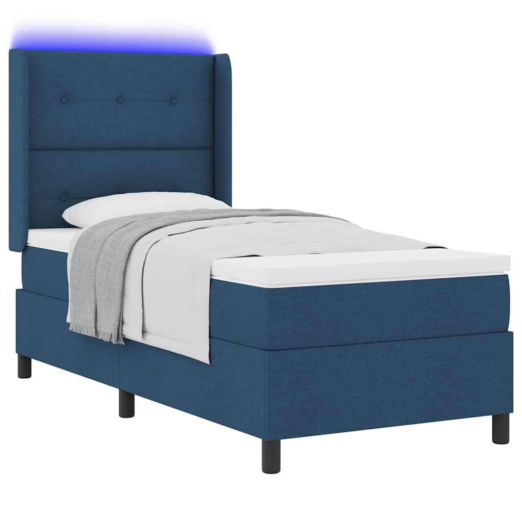 LED Box Spring Bed met matras Blauw 80 x 200 cm Stof is nu te koop bij PeponiXL, paradijselijk wonen!