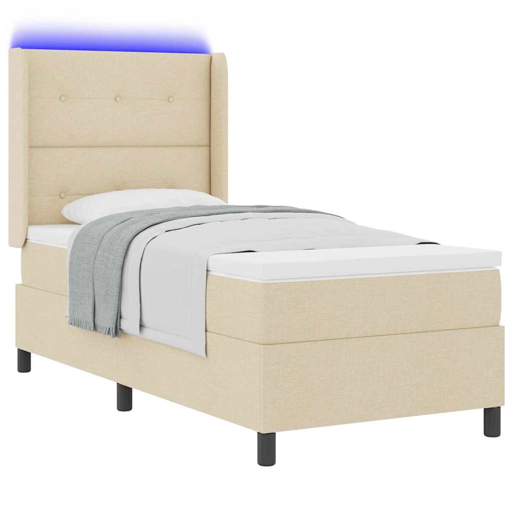 LED Box Spring Bed met matras Crème 90 x 190 cm Stof is nu te koop bij PeponiXL, paradijselijk wonen!