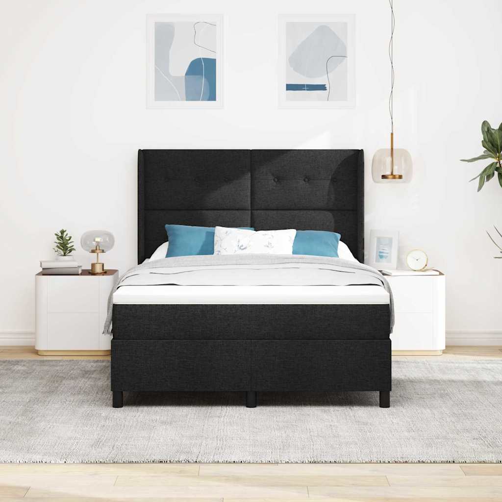 LED Box Spring Bed met matras Zwart 140 x 190 cm Stof is nu te koop bij PeponiXL, paradijselijk wonen!