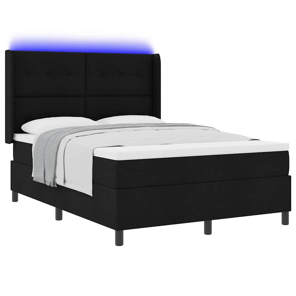 LED Box Spring Bed met matras Zwart 140 x 190 cm Stof is nu te koop bij PeponiXL, paradijselijk wonen!