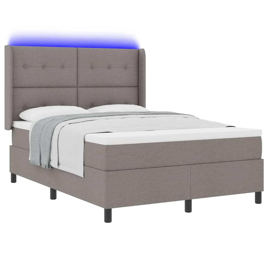 LED Box Spring Bed met matras Taupe 140 x 190 cm Stof is nu te koop bij PeponiXL, paradijselijk wonen!
