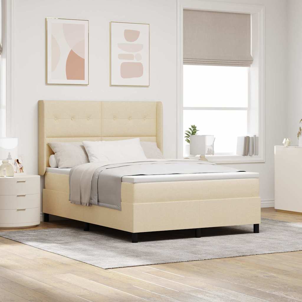 LED Box Spring Bed met matras Crème 140 x 190 cm Stof is nu te koop bij PeponiXL, paradijselijk wonen!