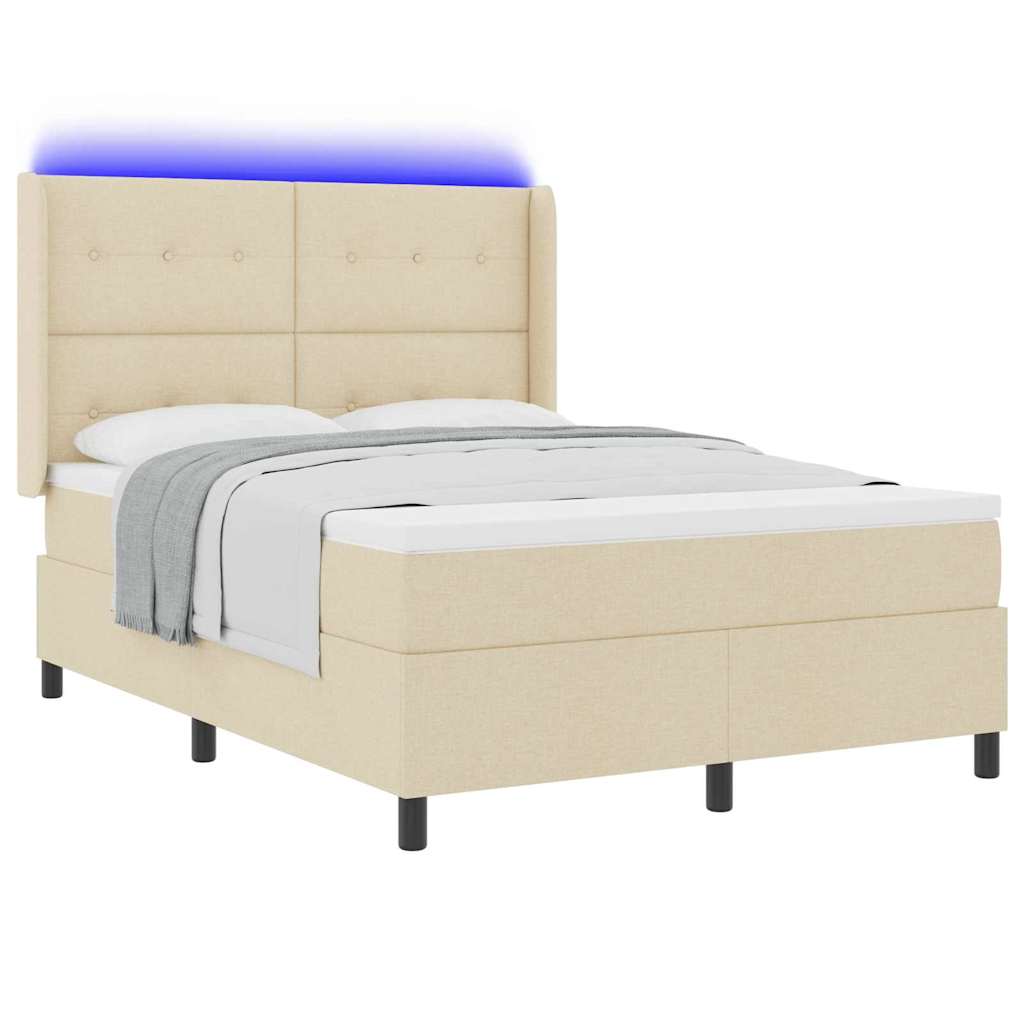 LED Box Spring Bed met matras Crème 140 x 190 cm Stof is nu te koop bij PeponiXL, paradijselijk wonen!