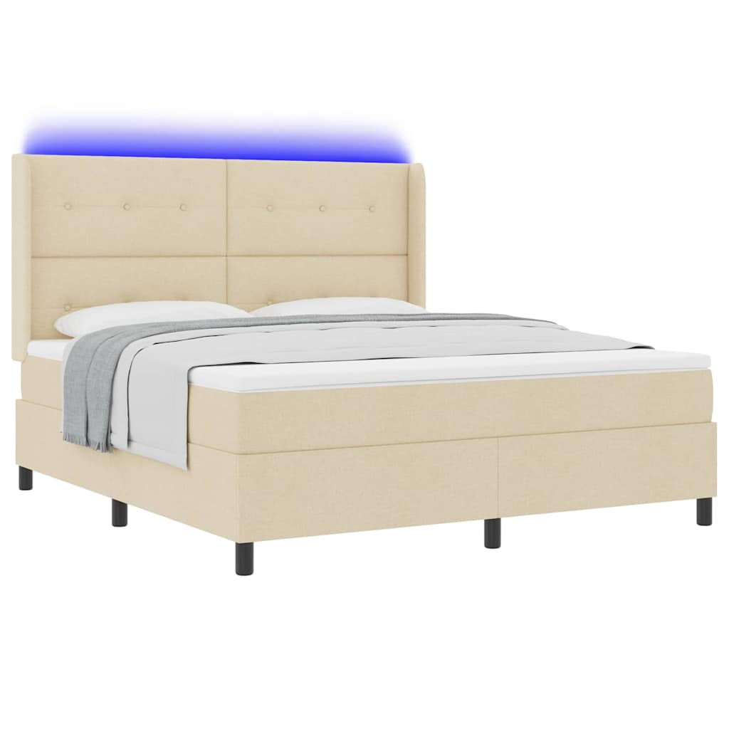 LED Box Spring Bed met matras Crème 180 x 200 cm Stof is nu te koop bij PeponiXL, paradijselijk wonen!