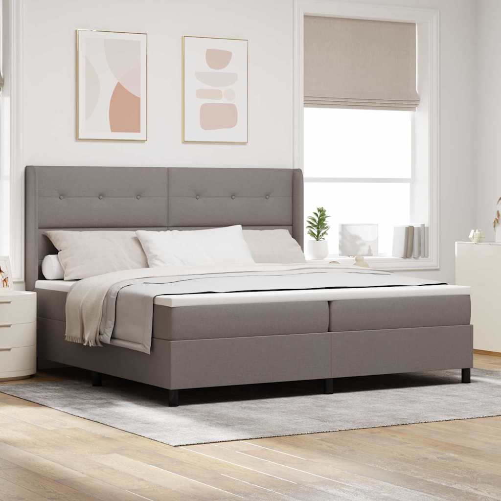 LED Box Spring Bed met matras Taupe 200 x 200 cm Stof is nu te koop bij PeponiXL, paradijselijk wonen!