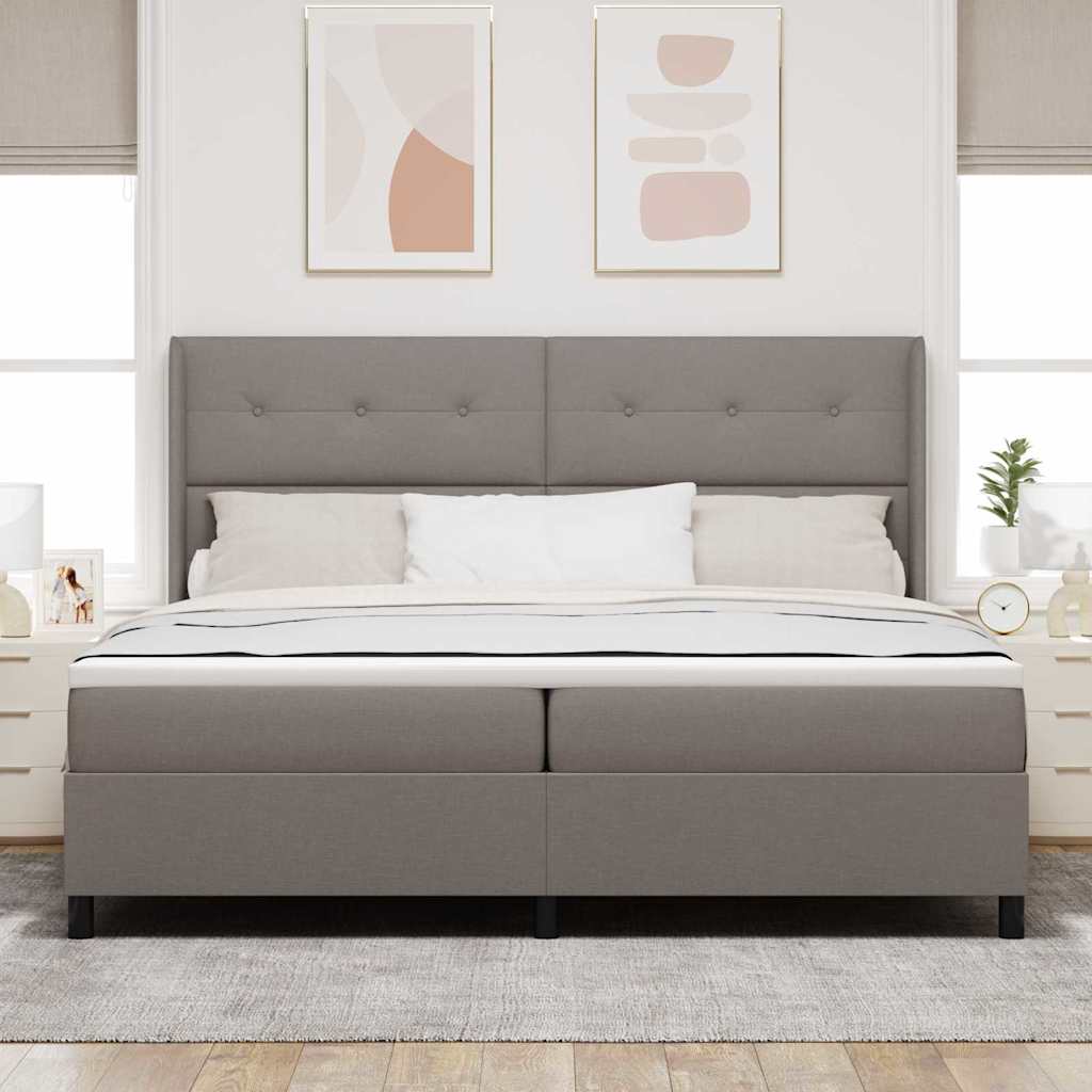 LED Box Spring Bed met matras Taupe 200 x 200 cm Stof is nu te koop bij PeponiXL, paradijselijk wonen!