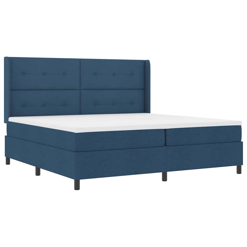 LED Box Spring Bed met matras Blauw 200 x 200 cm Stof is nu te koop bij PeponiXL, paradijselijk wonen!