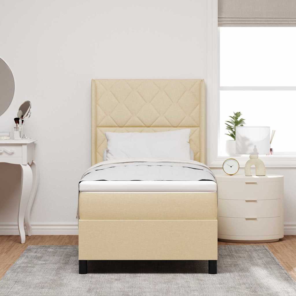 LED Box Spring Bed met matras Crème 100 x 200 cm Stof is nu te koop bij PeponiXL, paradijselijk wonen!