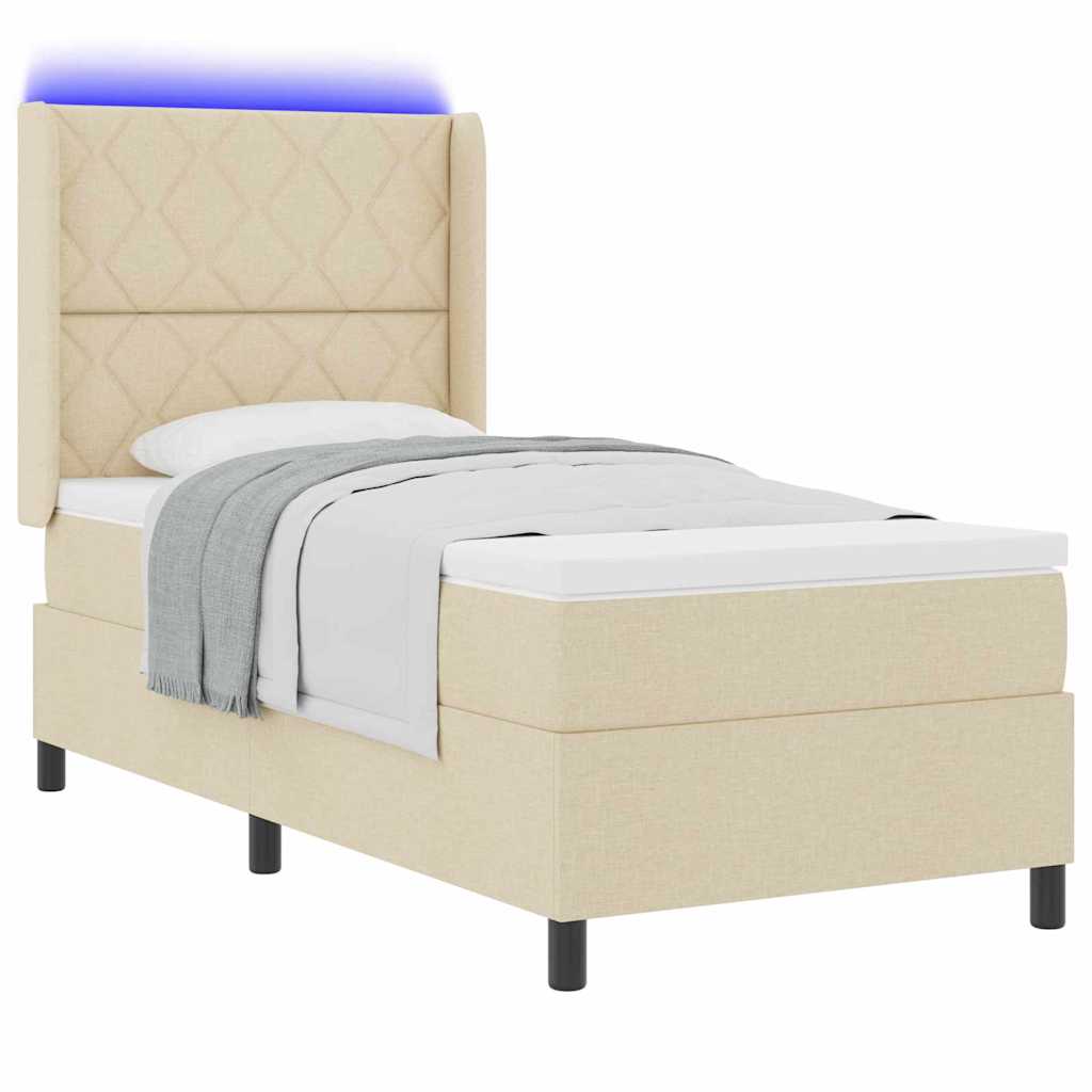 LED Box Spring Bed met matras Crème 100 x 200 cm Stof is nu te koop bij PeponiXL, paradijselijk wonen!